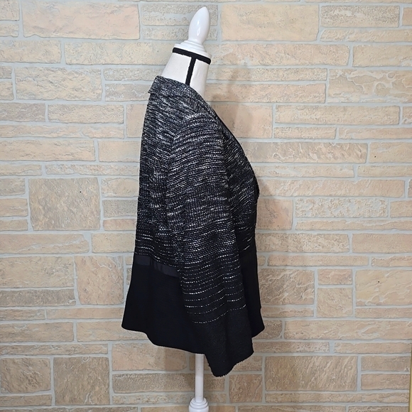 BASLER VARIEGATED TWEED RIBBON DETAIL BLAZER BLACK WHITE - Picture 2 of 14